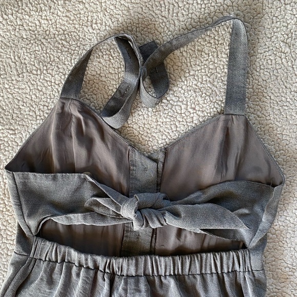 Hem & Thread Pants Jumpsuit Front Buttons Tie Back, Wide Leg Size: Small - Picture 7 of 15